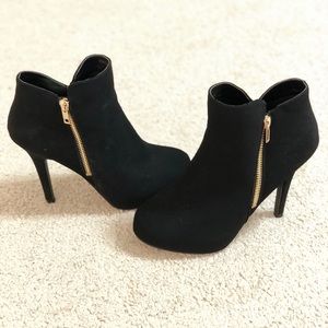 Black Suede Booties NWOT